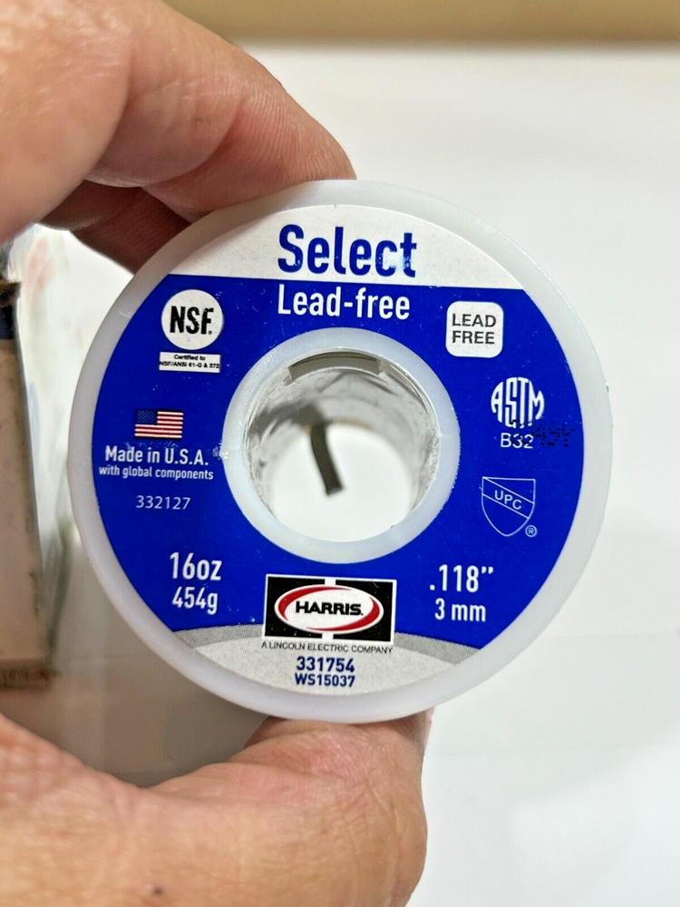 Harris 331754 Select Lead-Free SOLDER Solid Wire .118" 16 oz.