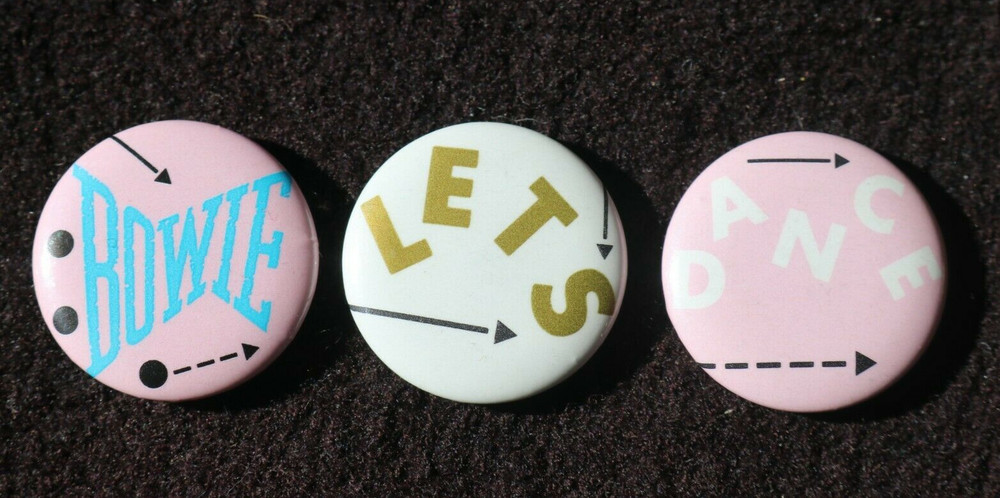 DAVID BOWIE "LETS DANCE" 3 BUTTON SET - VINTAGE - PROMO