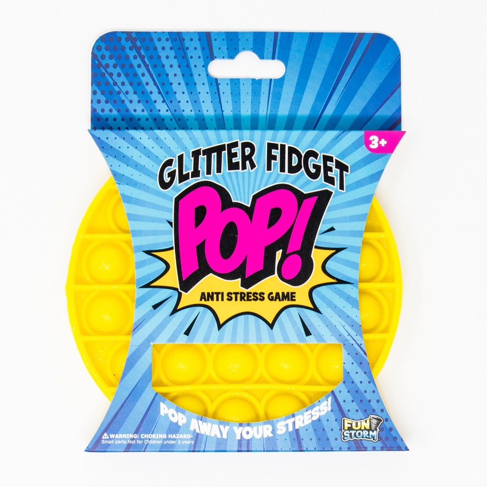 Fun Storm Fidget Pop Glitter Version Circle Red Black Yellow 3 Pack