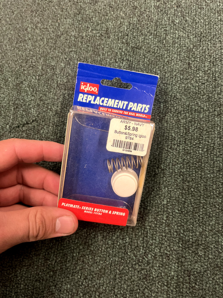 Genuine IGLOO - button and spring - PLAYMATE coolers - replacement 9784