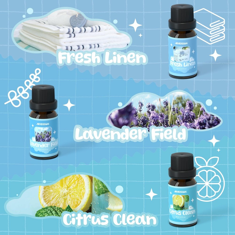 Laundry Collection Essential Oil Set, Natural Clean Essential Oils for Diffus...