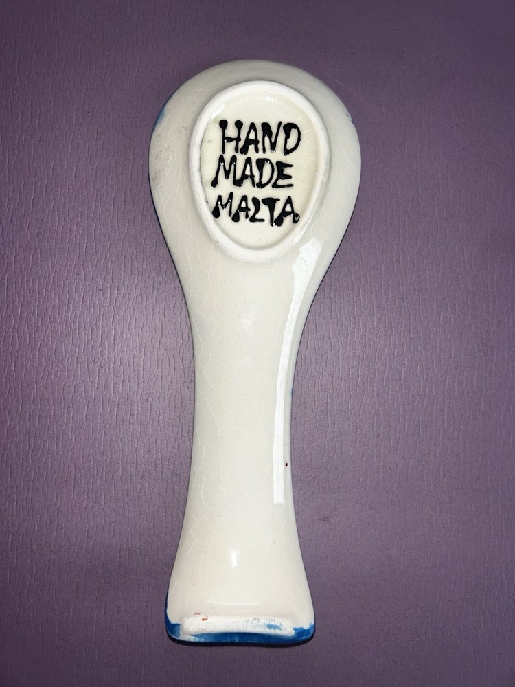 Hand-painted Malta Ceramic Spoon Rest - Unique Embossed Design
