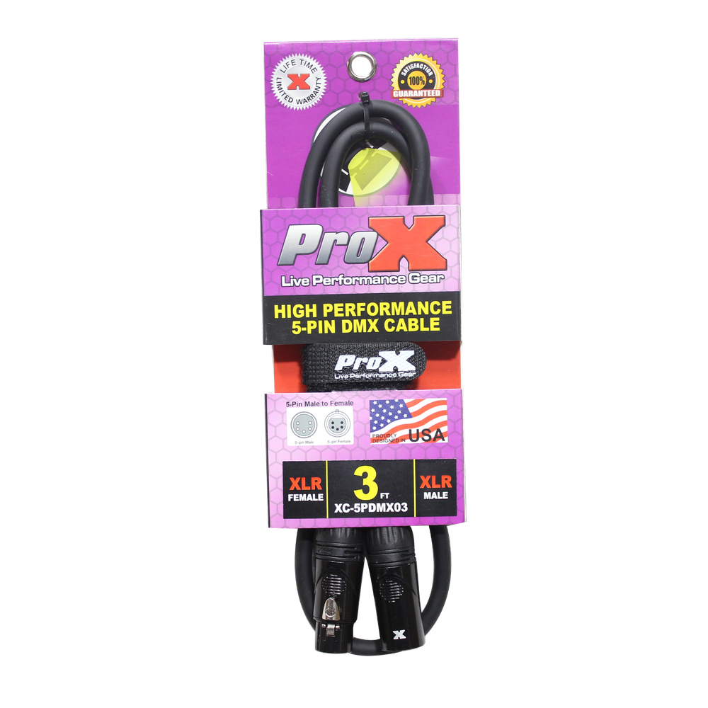 20 ProX 5 Pin High Performance Data Lighting DMX Cable 3FT