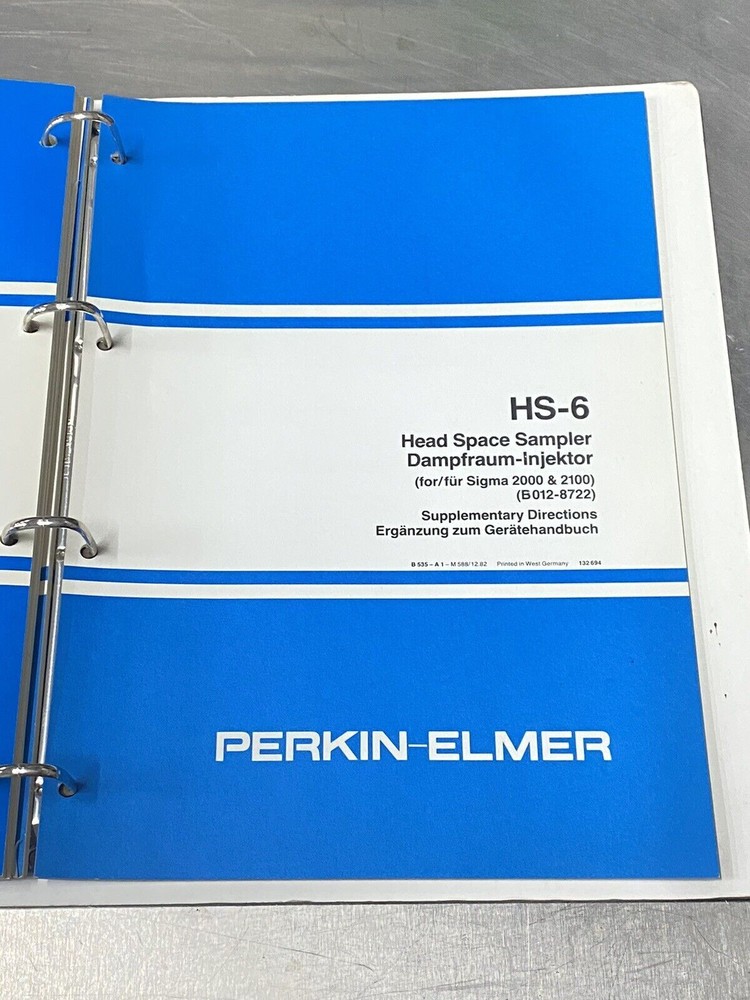 Perkin Elmer PE HS-6 Head Space Sampler - Users Guide / Manual