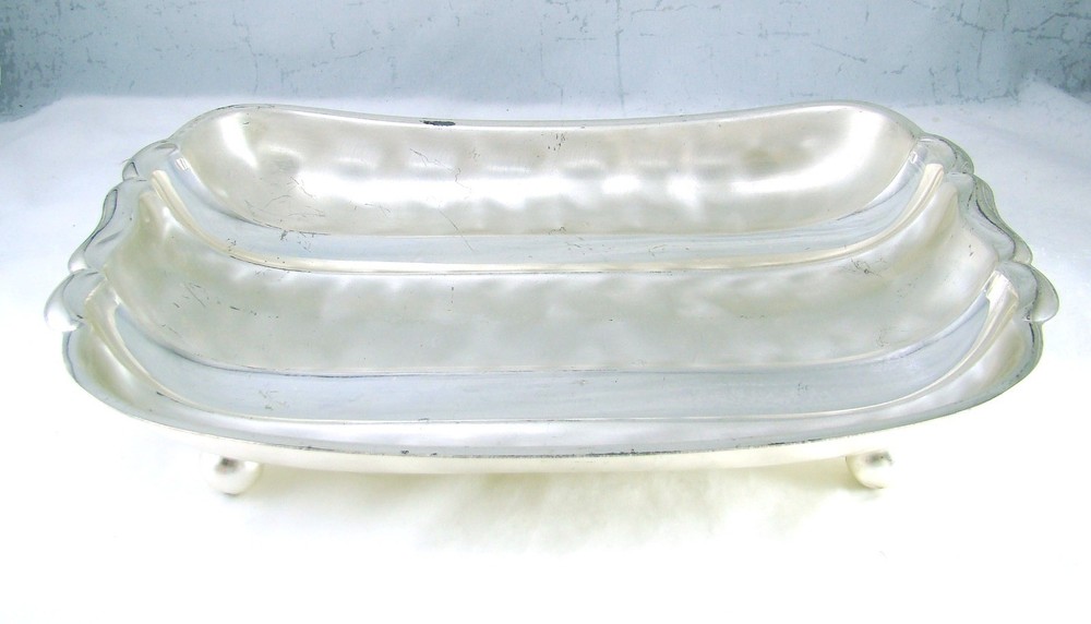 WMF E P Brass IKORA Silverplate Germany Footed Bowl Dish Length 12"