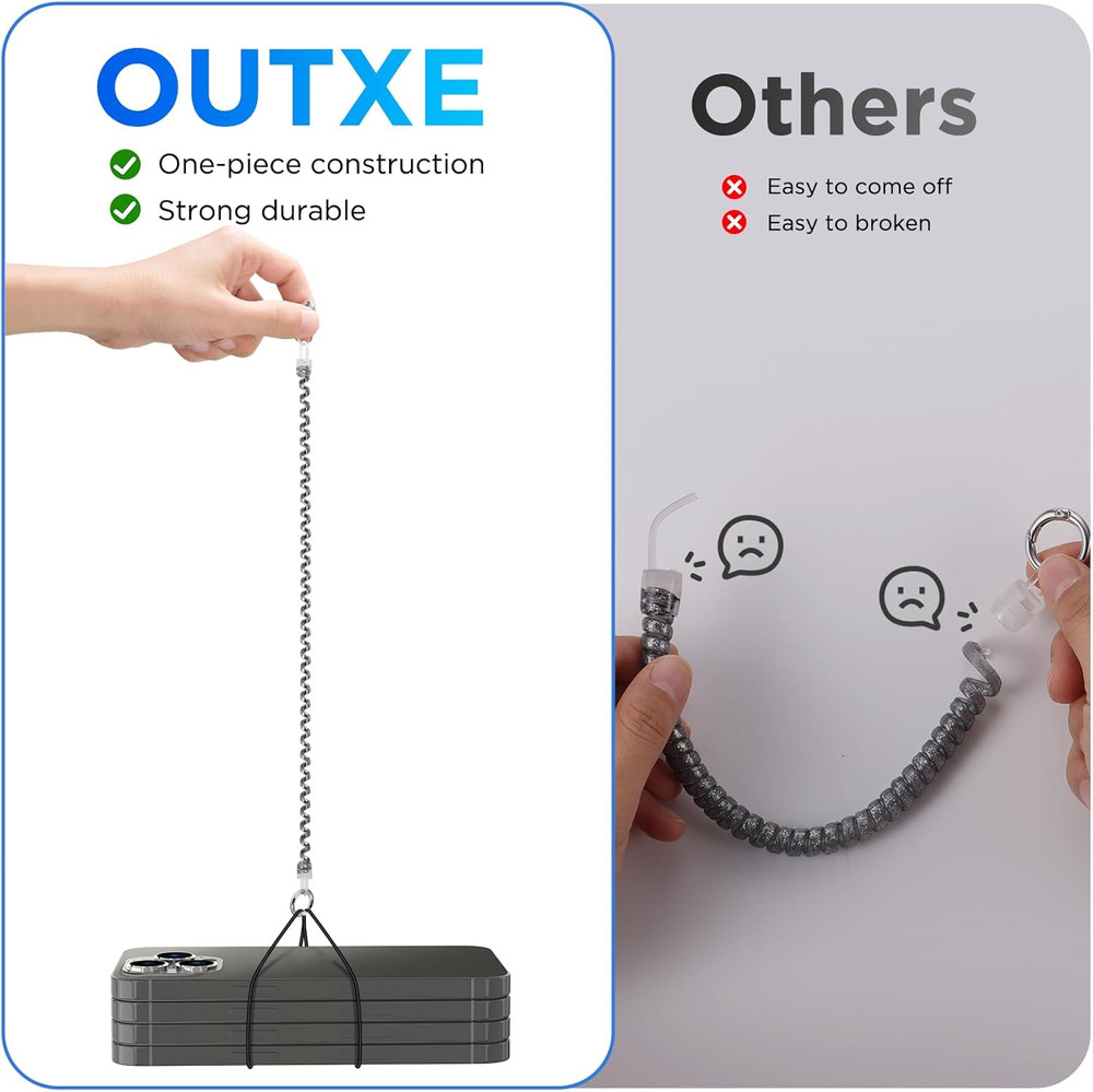 OUTXE Phone Lanyard Tether with 4 Patch- 2× Phone Tether, 4× Phone Patch with Ad
