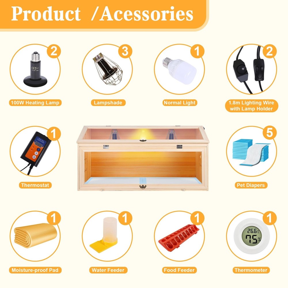 Large Drawers Brooder Box for Chicks, 32”L X 18”W X 16”H Chick