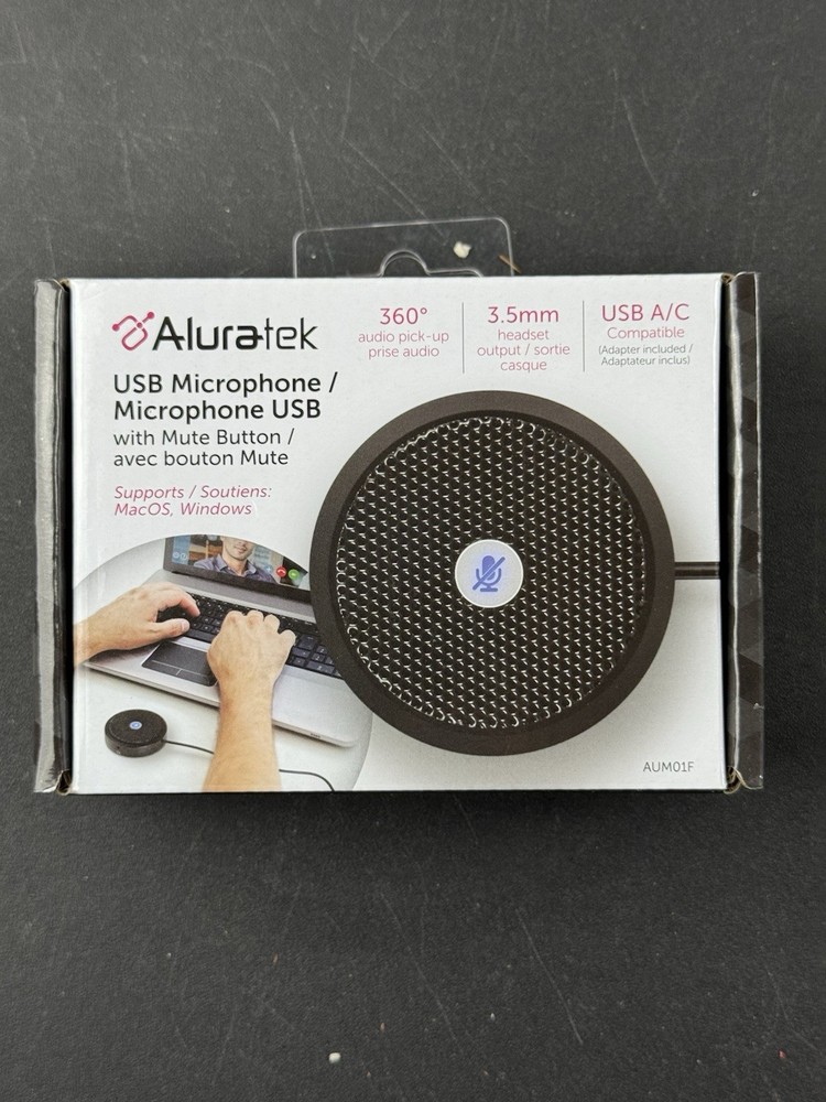 Aluratek AUM01F Omnidirectional USB Microphone With Mute Button