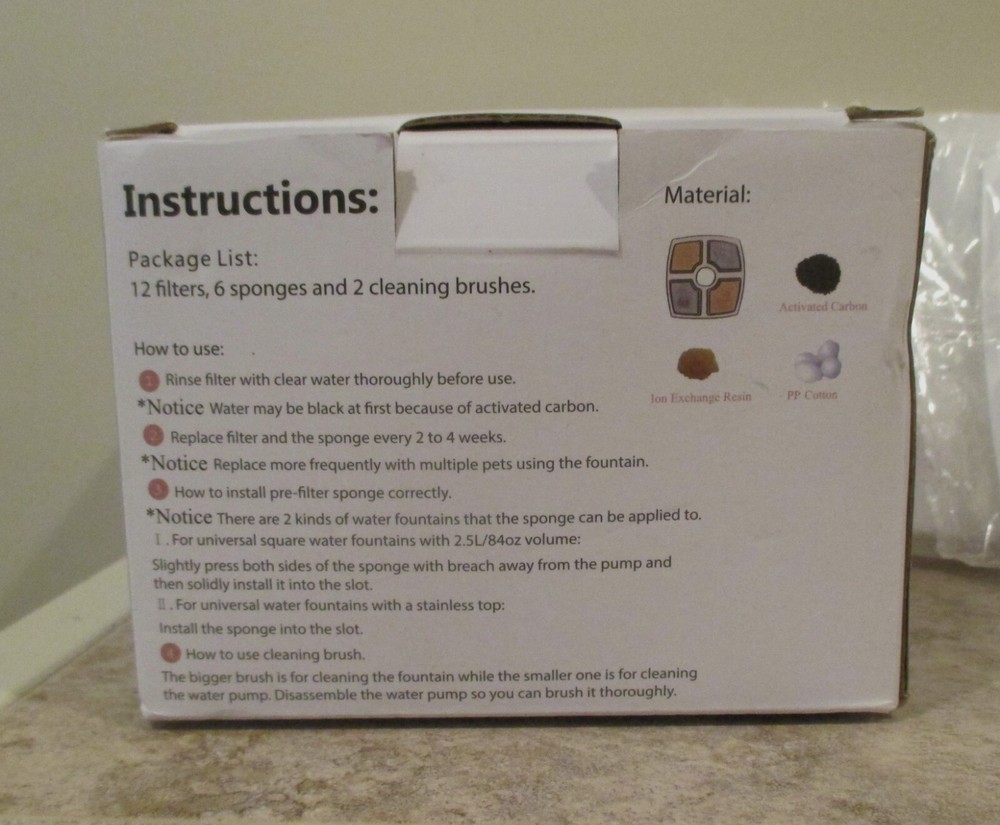 Cat Fountain Filter Replacement Set 20 Pcs Set - NIB