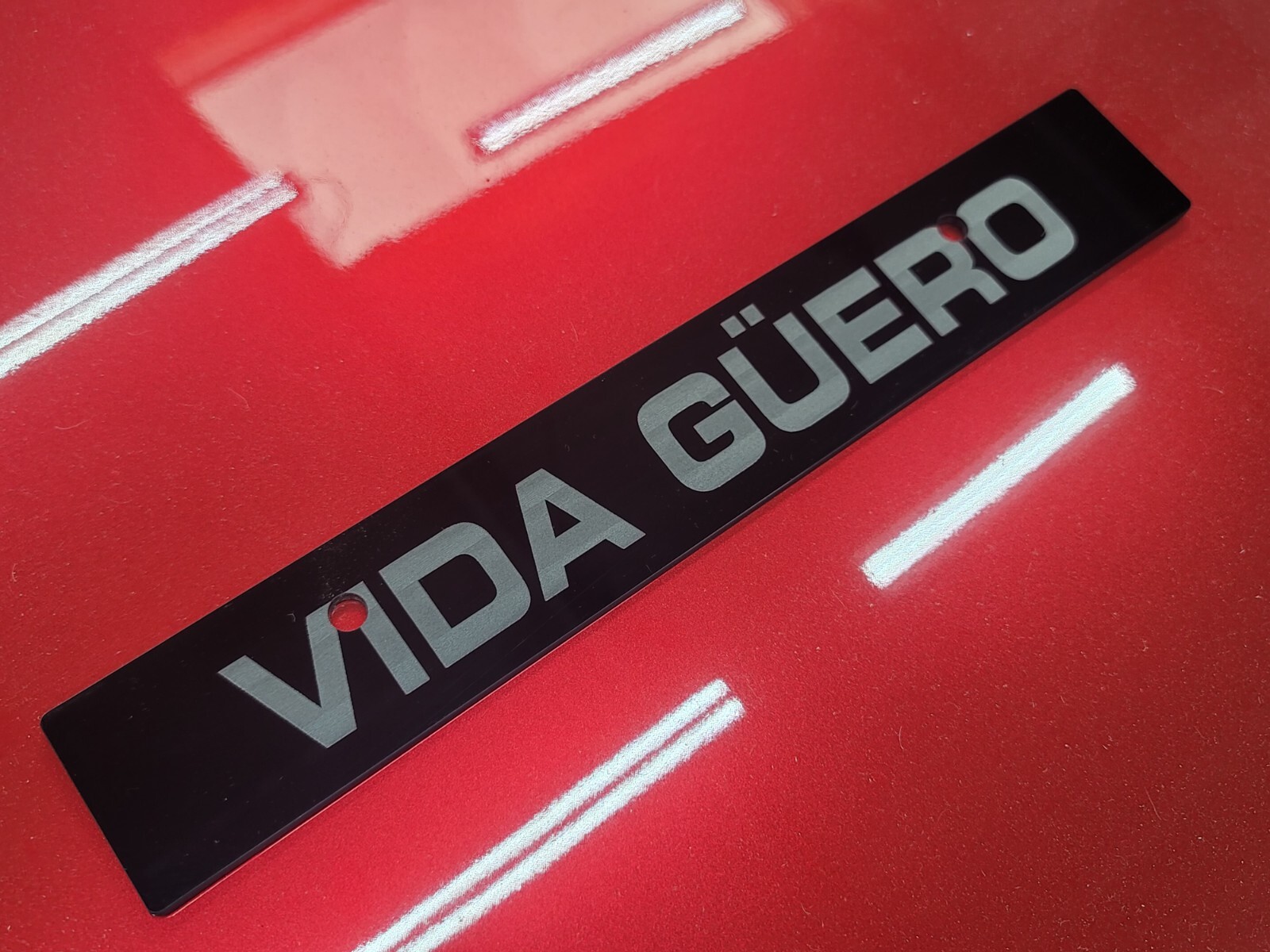 License Plate Delete CUSTOMIZABLE v1 - Gloss Black Acrylic Engraved - All Models