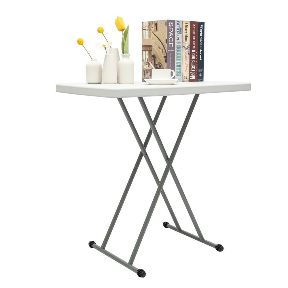 20x30" White Folding Table Portable and Adjustable Small Table
