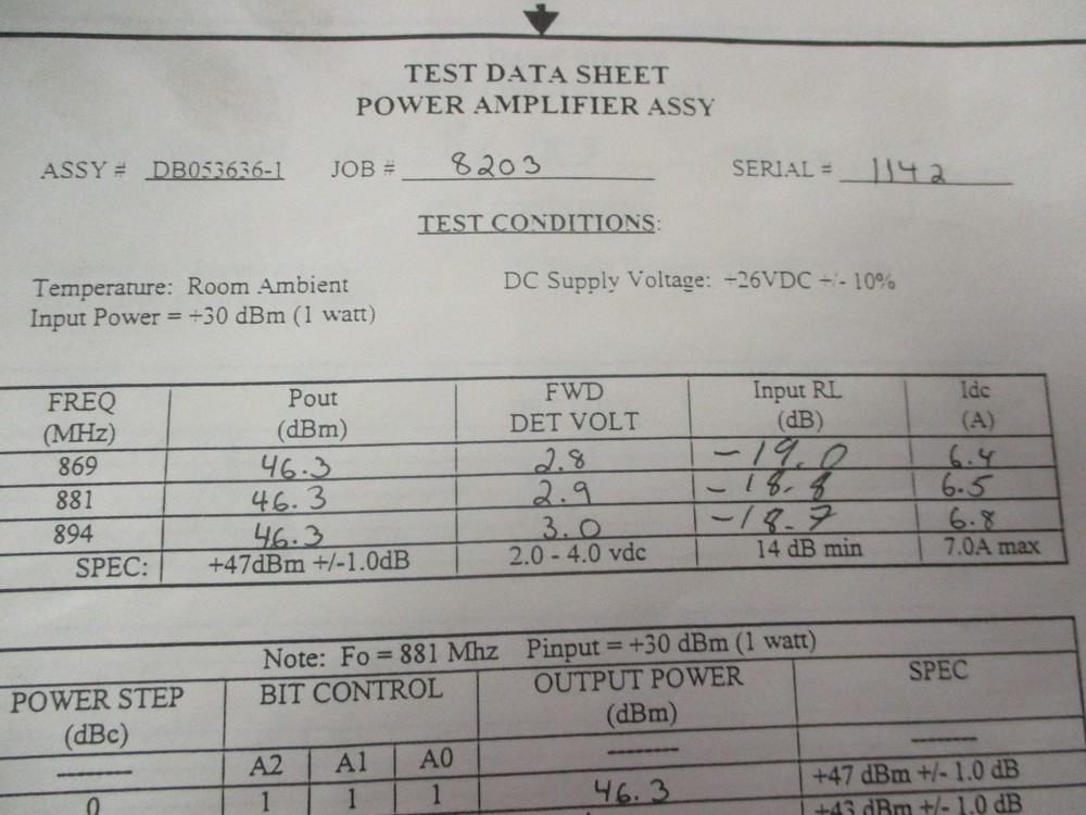 Microwave PD CPA8690-60/15493 Solid State Pwr Amplifier
