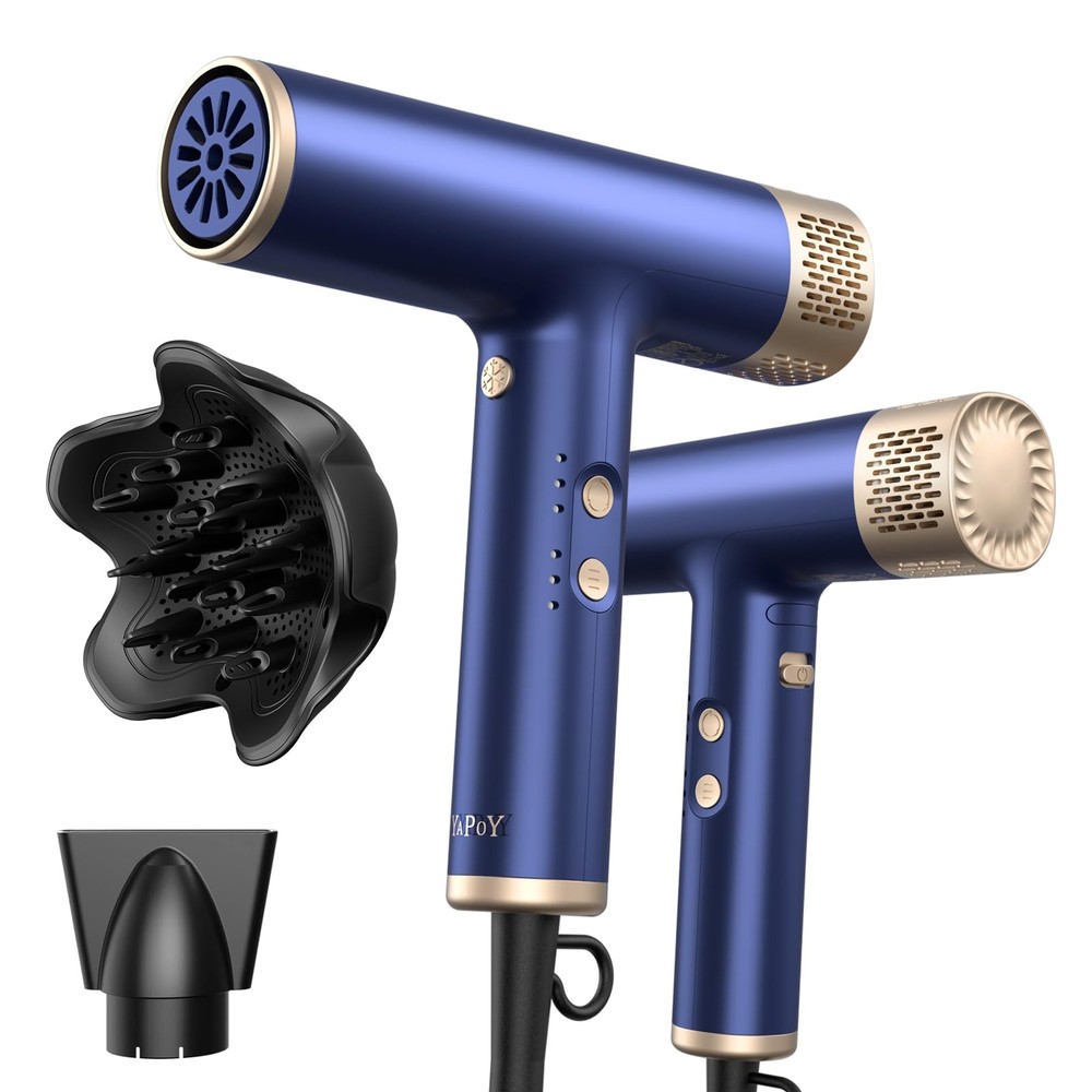 Professional Hair Dryer with Diffuser Fast Drying 200 Million Ionic Blow Drye...
