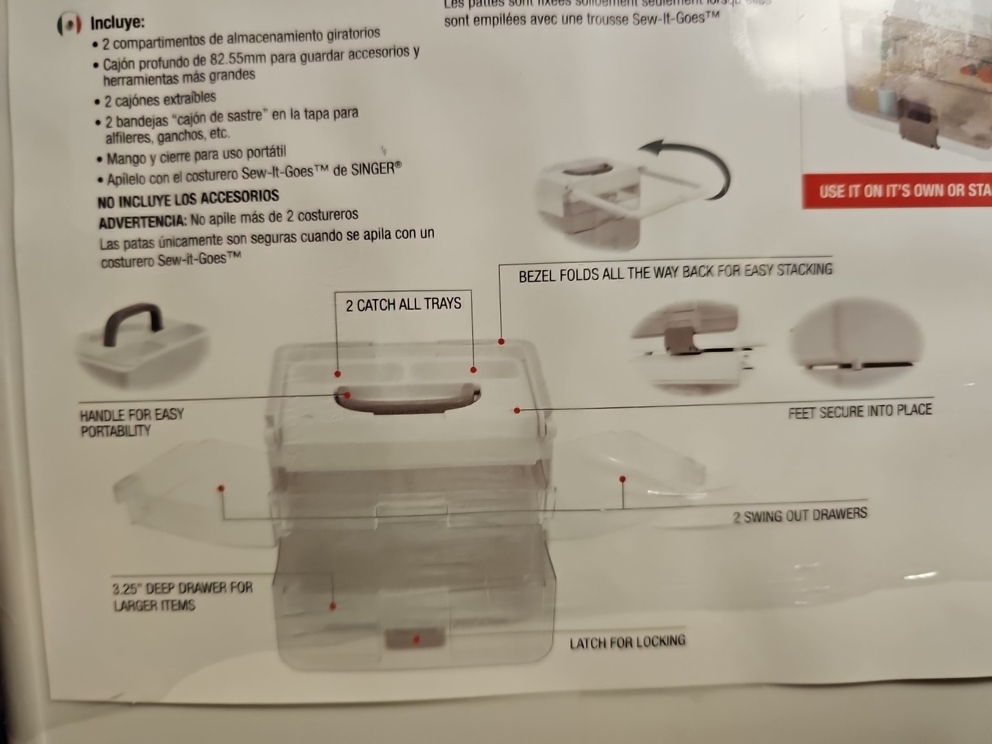 NEW SINGER Sew-It-Goes STACKABLE STORAGE CASE CLEAR WHITE SEWING QUILT FREE SHIP