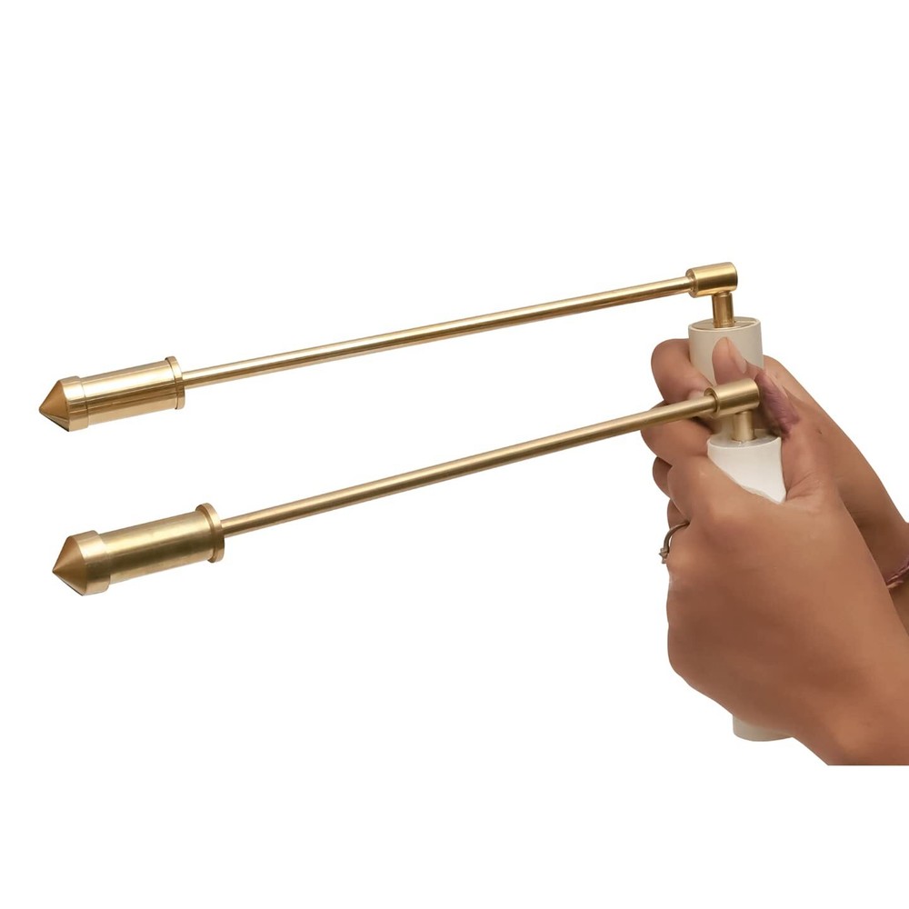 Full Brass Dowsing L Rods Pair WHITE PLASTIC HANDLE with (Pendulum Board,Pendul