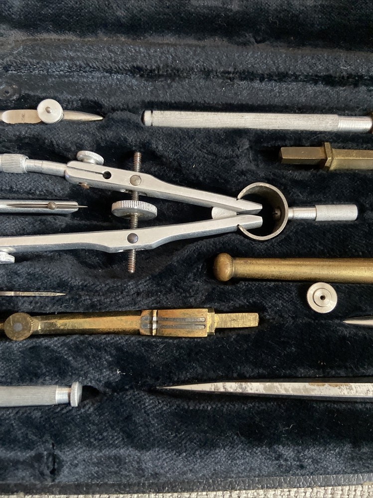Antique MILANO Compass Cartographer Technical Engineer Architect Instrument Set
