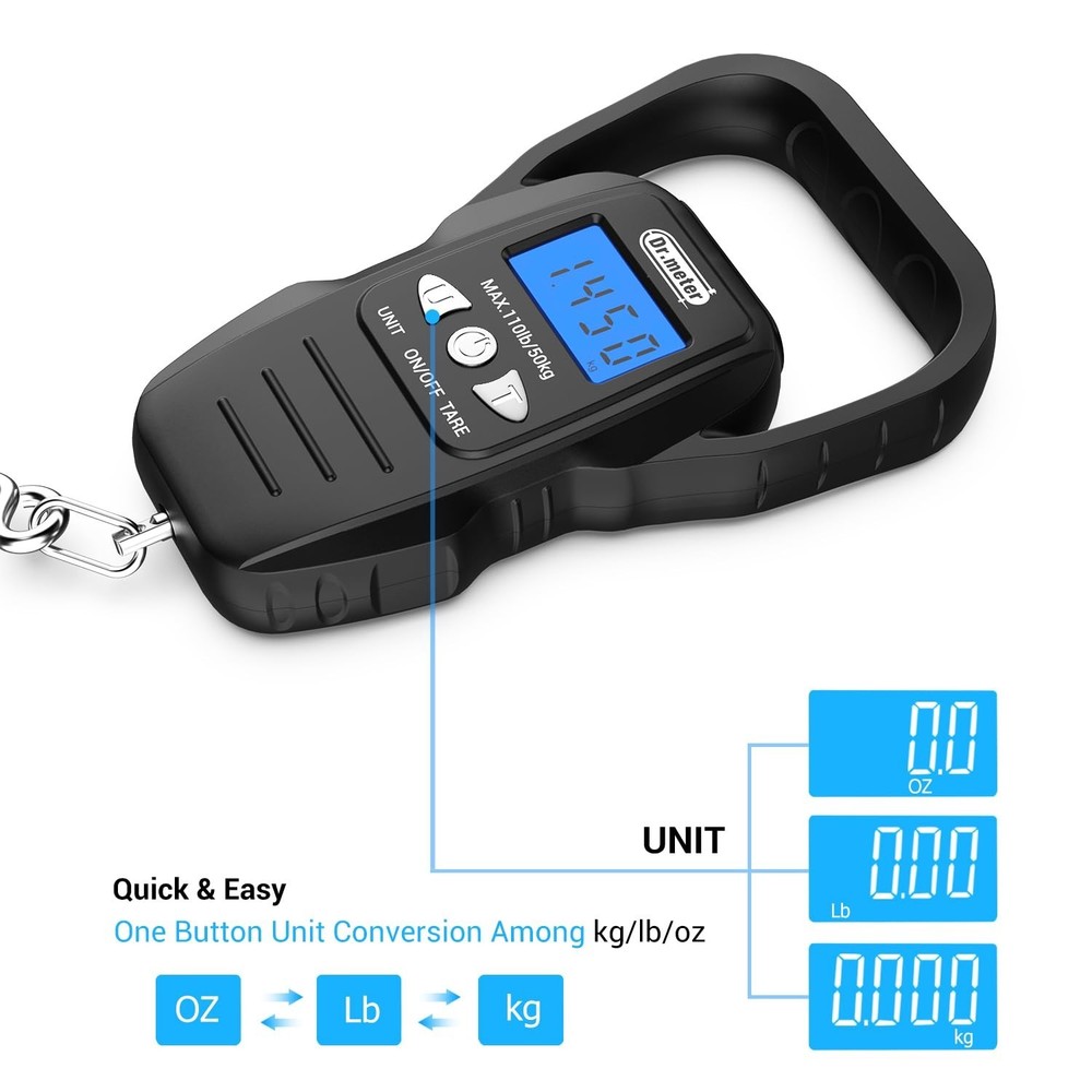 High Precision Digital Fish Scale with Backlit LCD & Built-in Measuring Tape