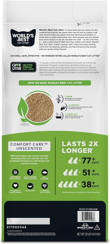 Quick Clumping Natural Cat Litter, 32 lbs