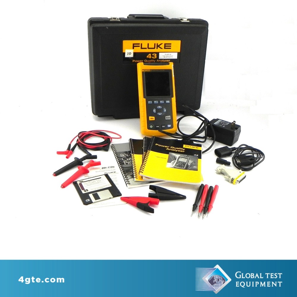 Fluke 43 Power Quality Analyzer, Accessories and Case