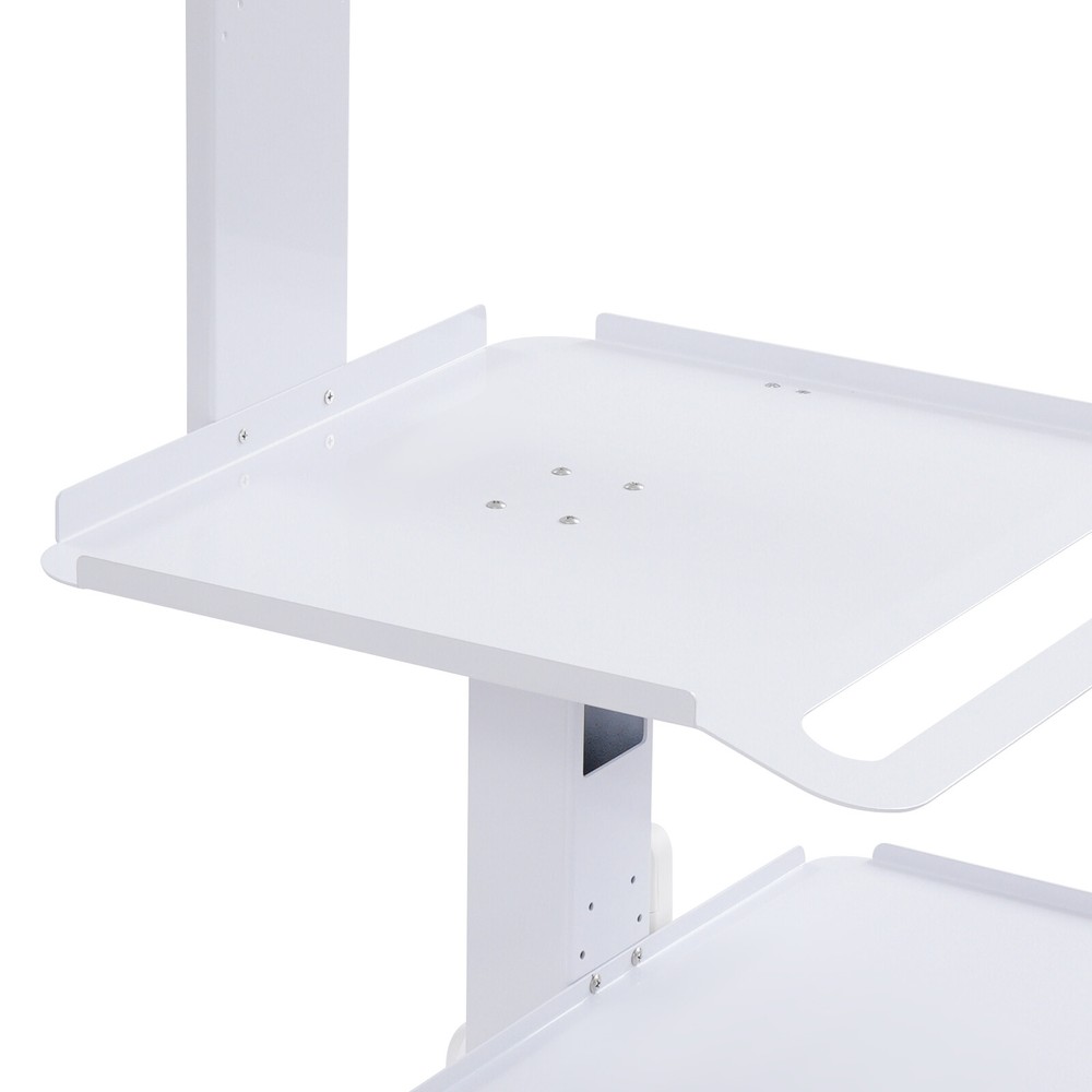3 Tiers Height Adjustable Rolling Computer Mobile Cart Standing Workstation