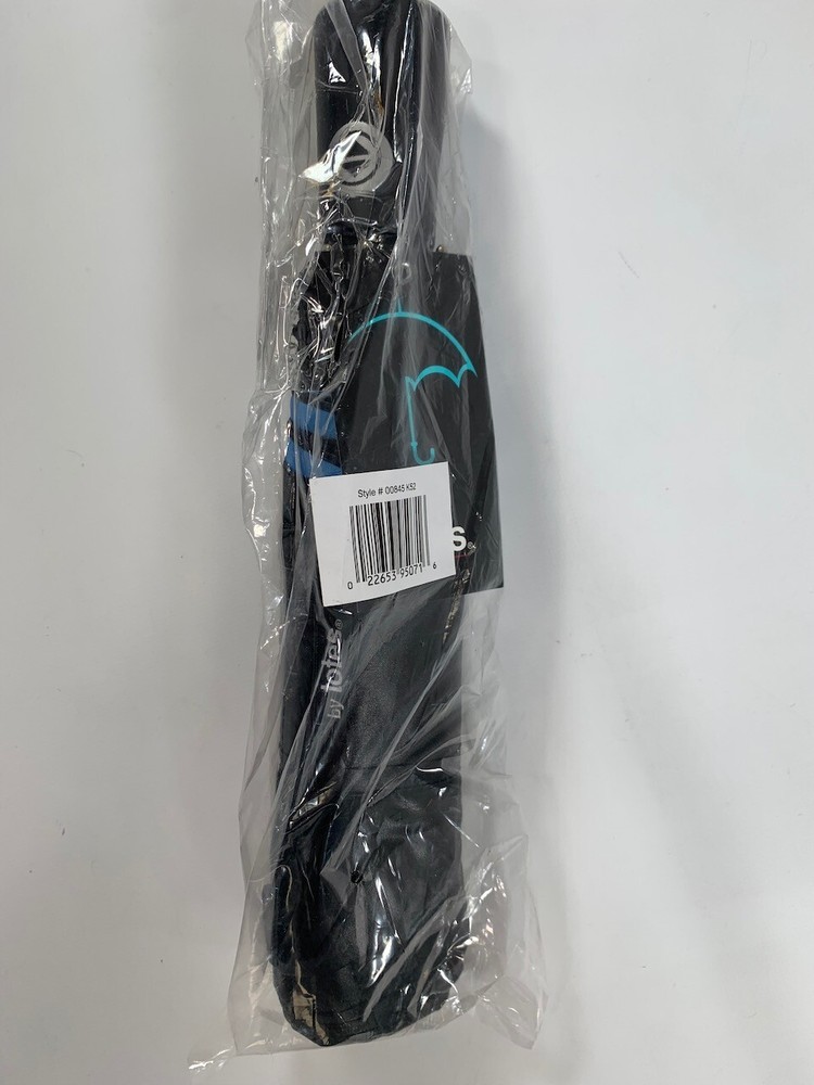 Totes AutoOpen Black & Blue Pattern Umbrella NEW! NWT