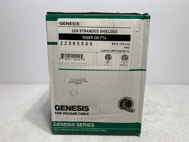 Genesis 22065509 Stranded Shielded Cable 22/6 AWG 500' Gray