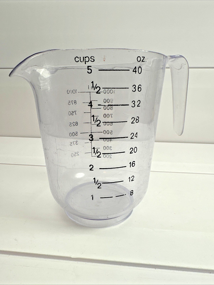 Vintage Kayser Measuring Pitcher 5 Cups Clear Plastic