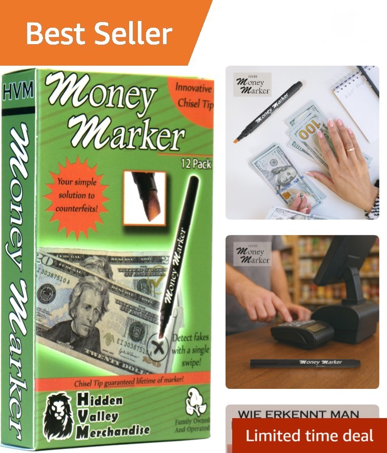 Essential 12 Count Chisel Tip Money Markers - Detect Counterfeit Bills Instantly