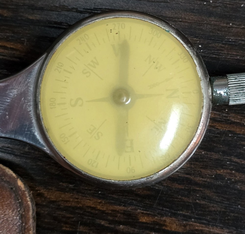 4½" German Opsimeter Map Measure Compass Adjustable Pencil Leather Case Nautical