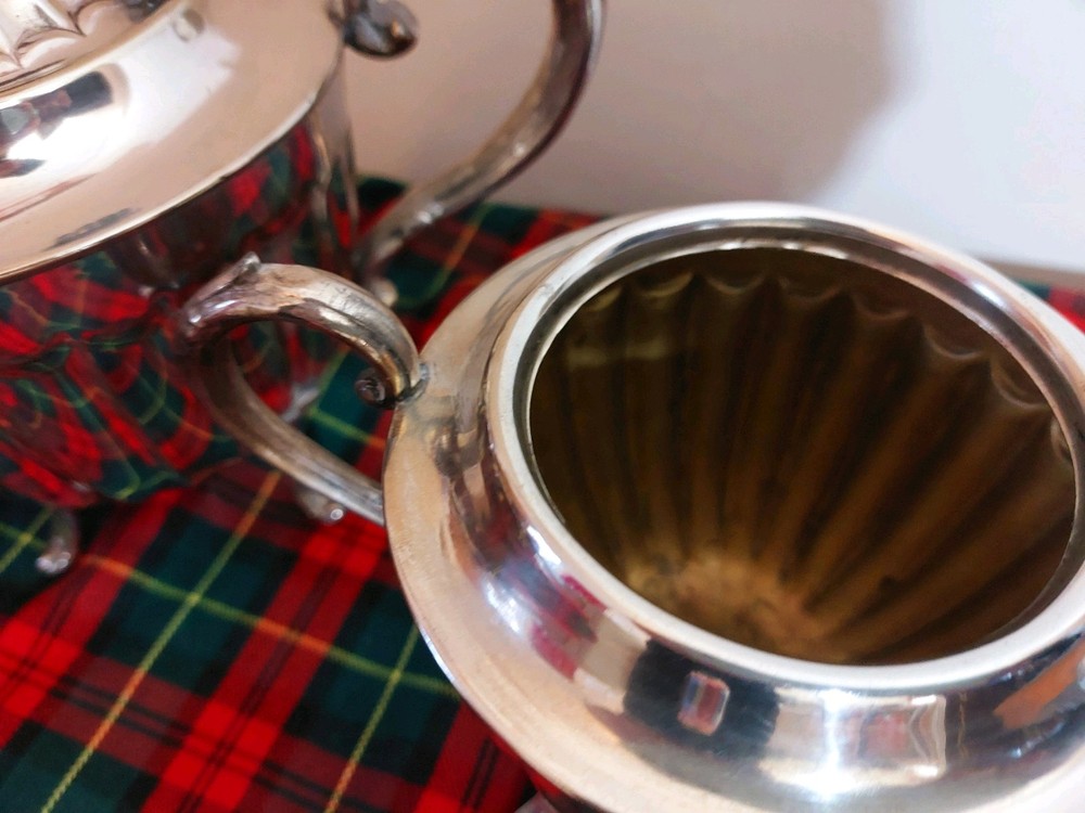 Antique Silverplate Teapot Sugar Bowl Sheffield 1938