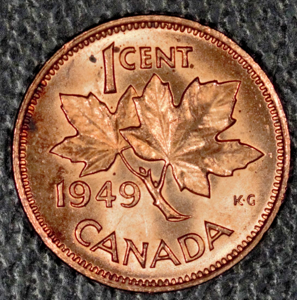1949 Canada One Cent, Choice BU, Toned