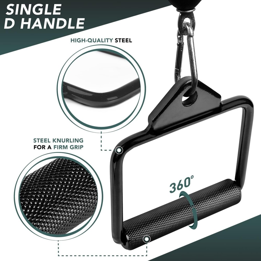 Single D Row Handle Cable Attachment, 880LB Capacity LAT Pulldown for Home Gym