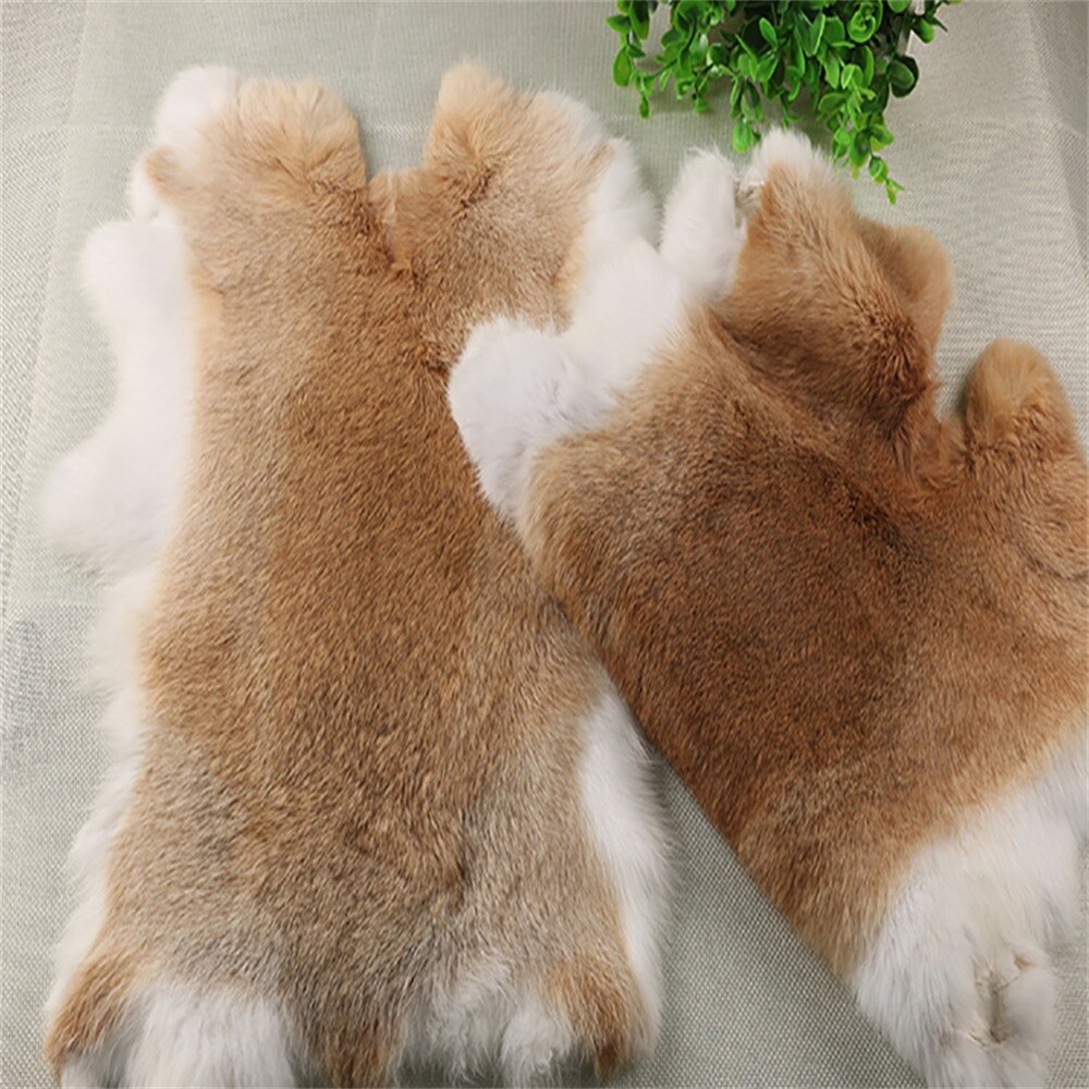 1 X Tanned Rabbit Skin Hide Pelt For Craft Animal Fur Decor Natural 8''-14''