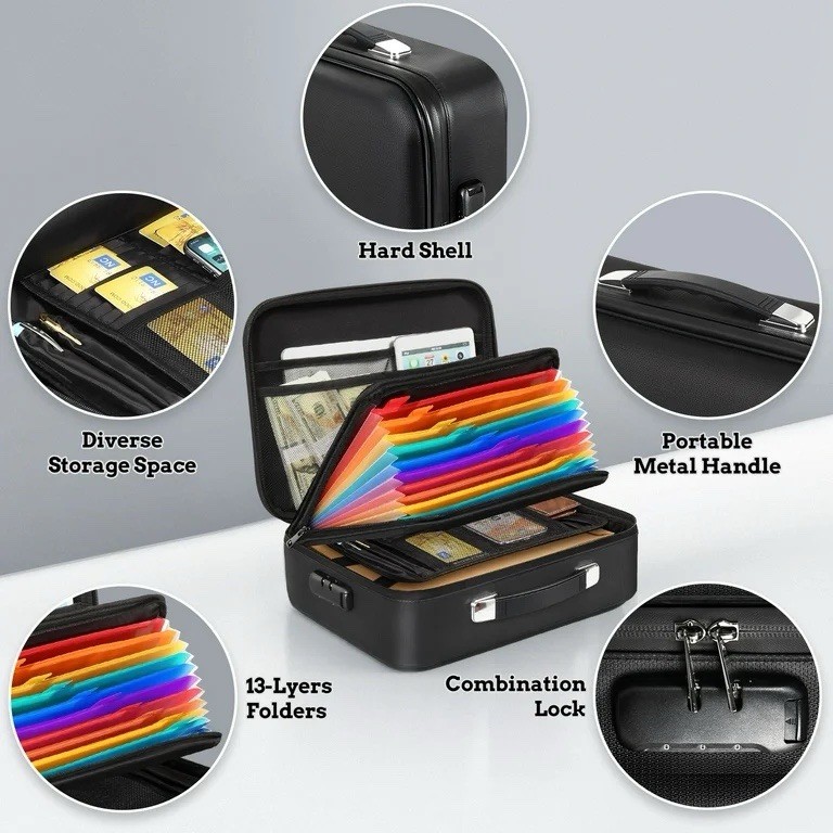 Fireproof Document Box, Hard Case Fireproof Box with Lock, Portable Hard-Shel...