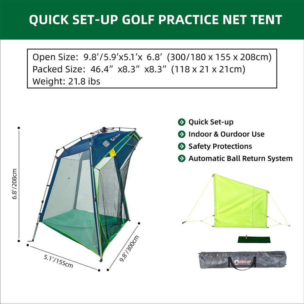 Quick Up Golf Net Bundle, Backyard Practice Net, 10' x 7', NEW