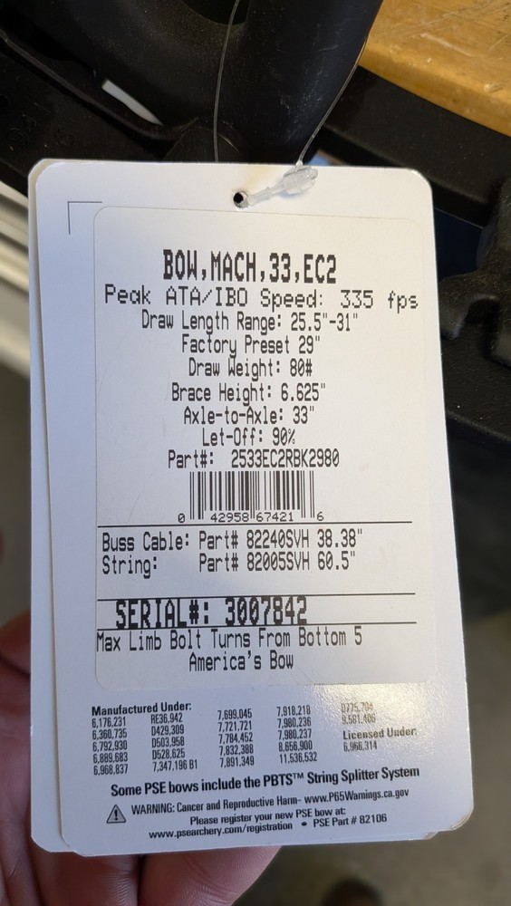 2025 PSE Mach 33 DS, RH, 80#