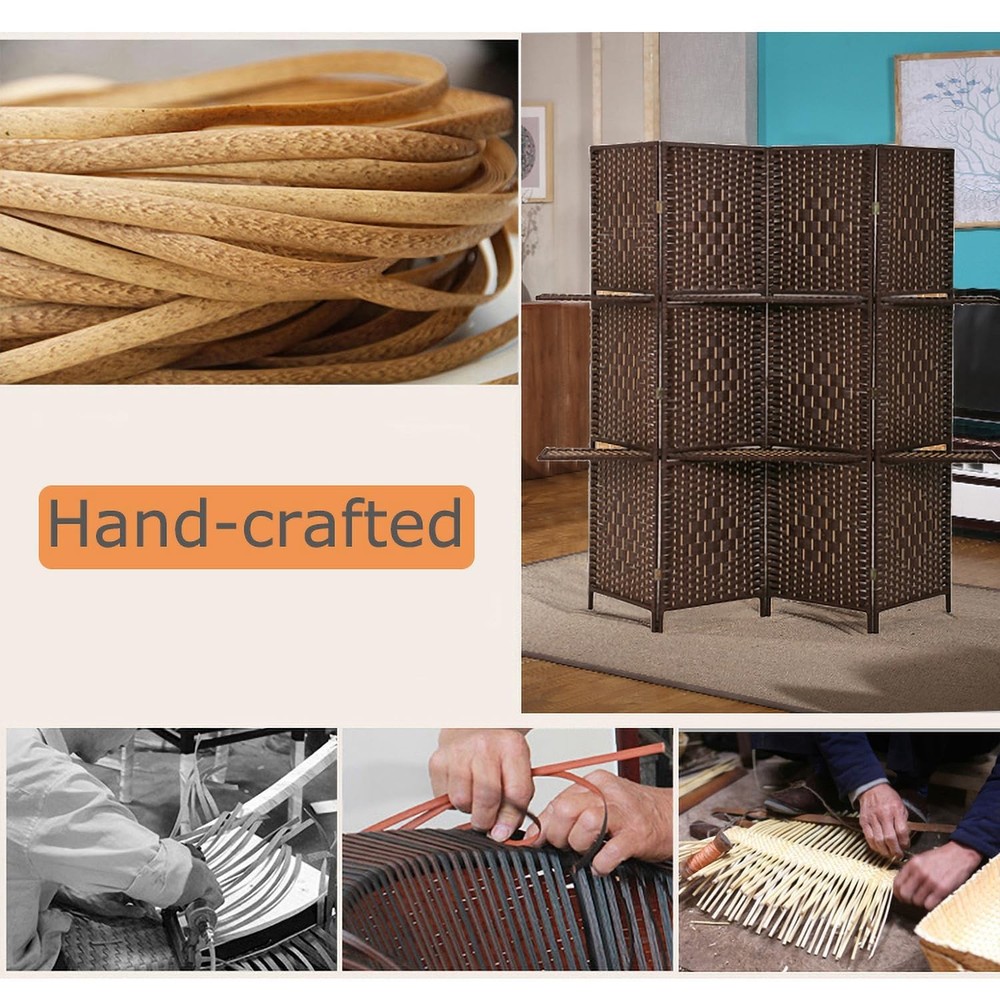 Wooden Folding Room Divider with Storage Brown