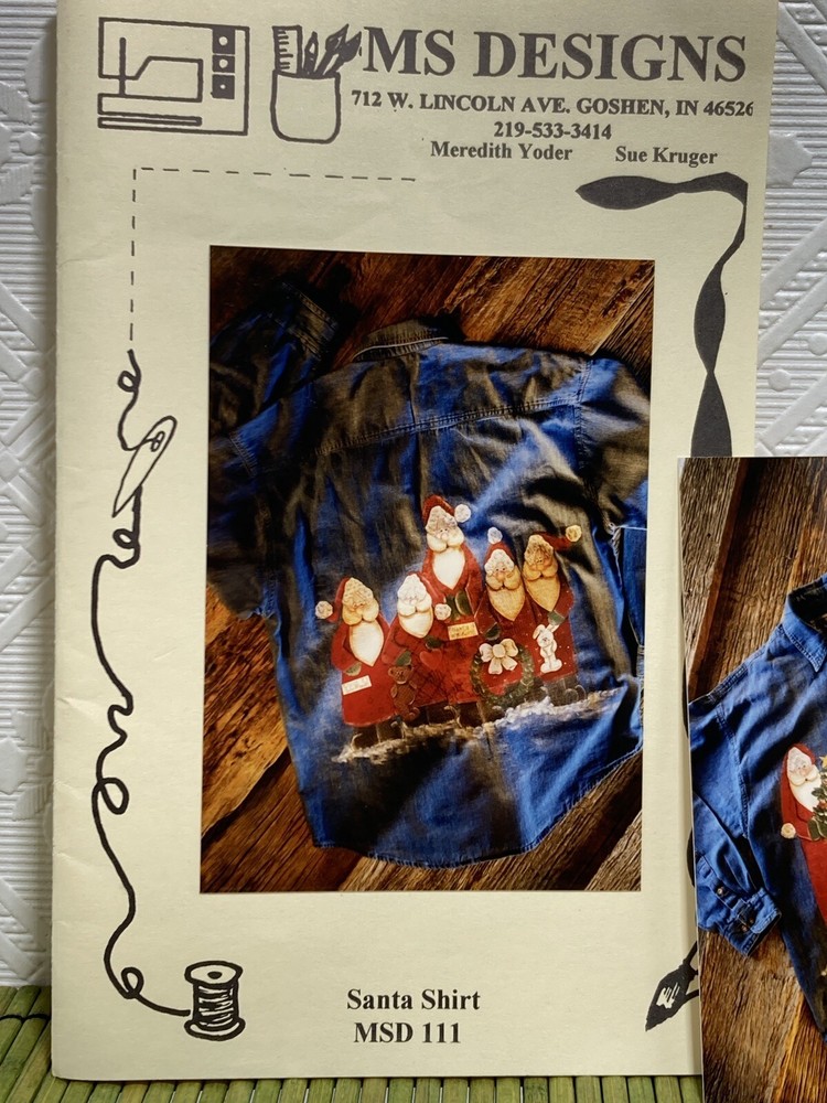 VTG MS Designs Primitive Applique Patterns Santa Shirt Applique & Paint