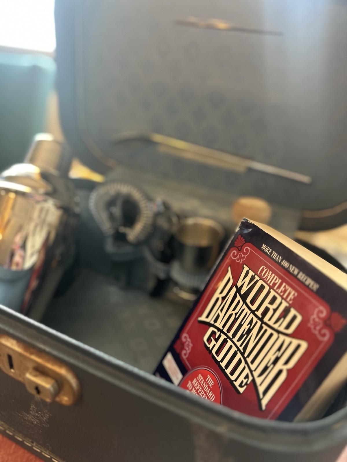 Vintage Bartender / Bartending Portable Cocktail Traveling Bar Kit With Case