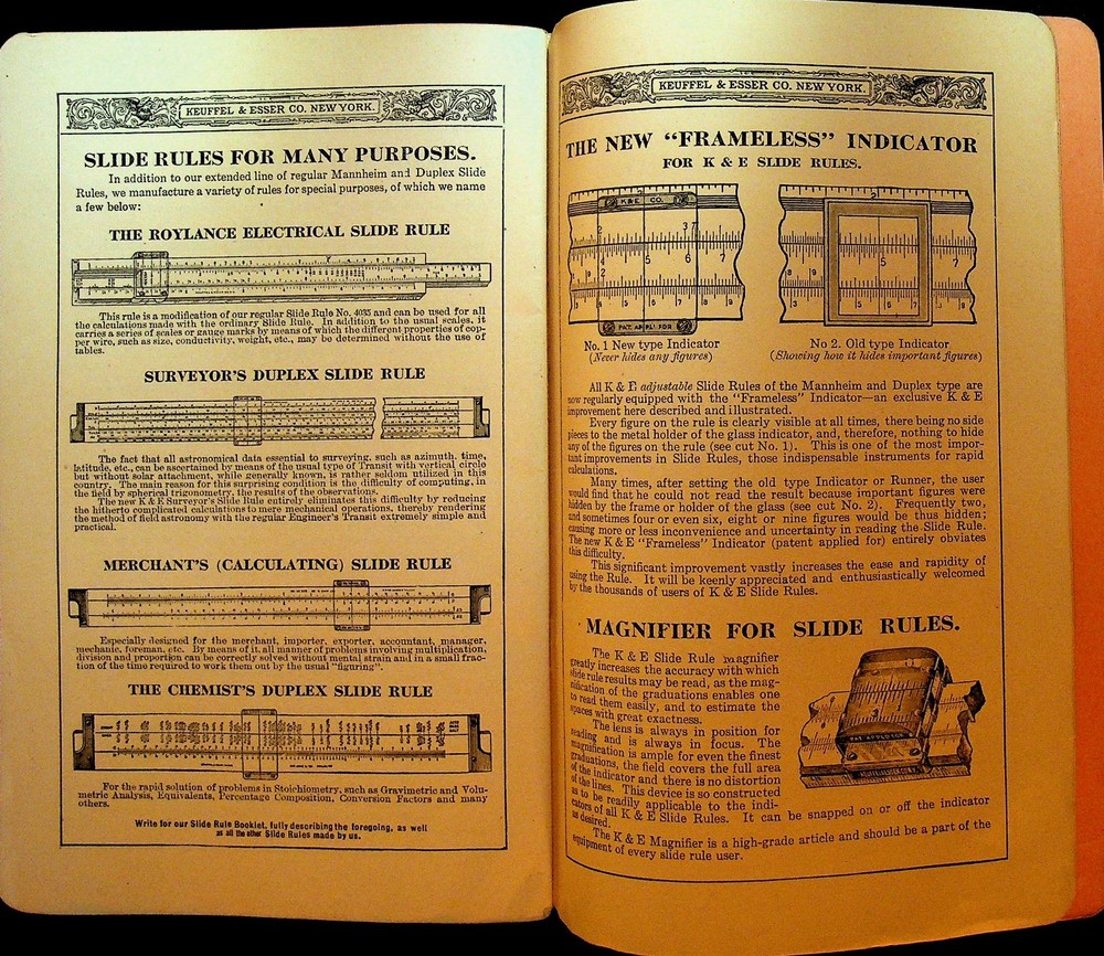 Mannheim & Duplex Slide Rules Complete Manual Keuffel & Esser 1917