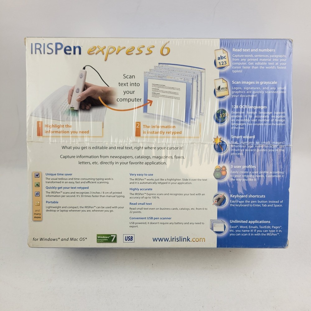 IRISPen Express 6 Electronic Pen Highlighter Scanner For Windows and Mac