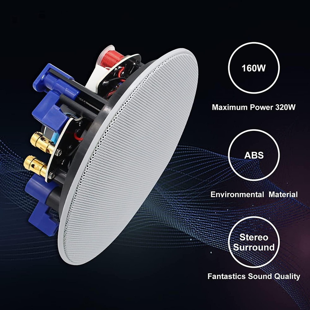 Herdio 4 Pack 4” Ceiling Speakers 320Watts - Flush Mount Easy Installation