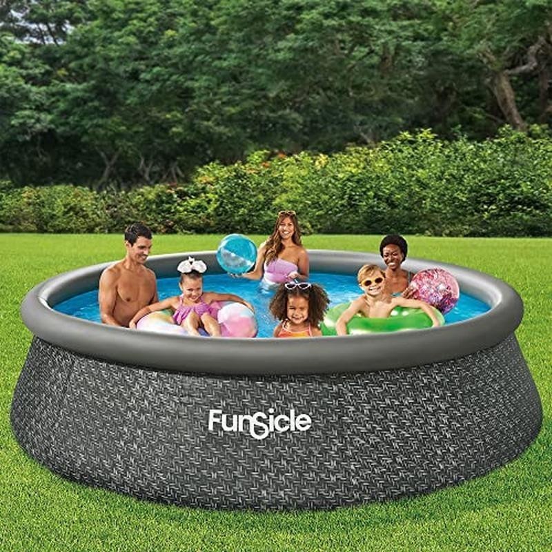 12ft Inflatable Above Ground Pool W/ Pump Filter Easy Setup Durable Design New