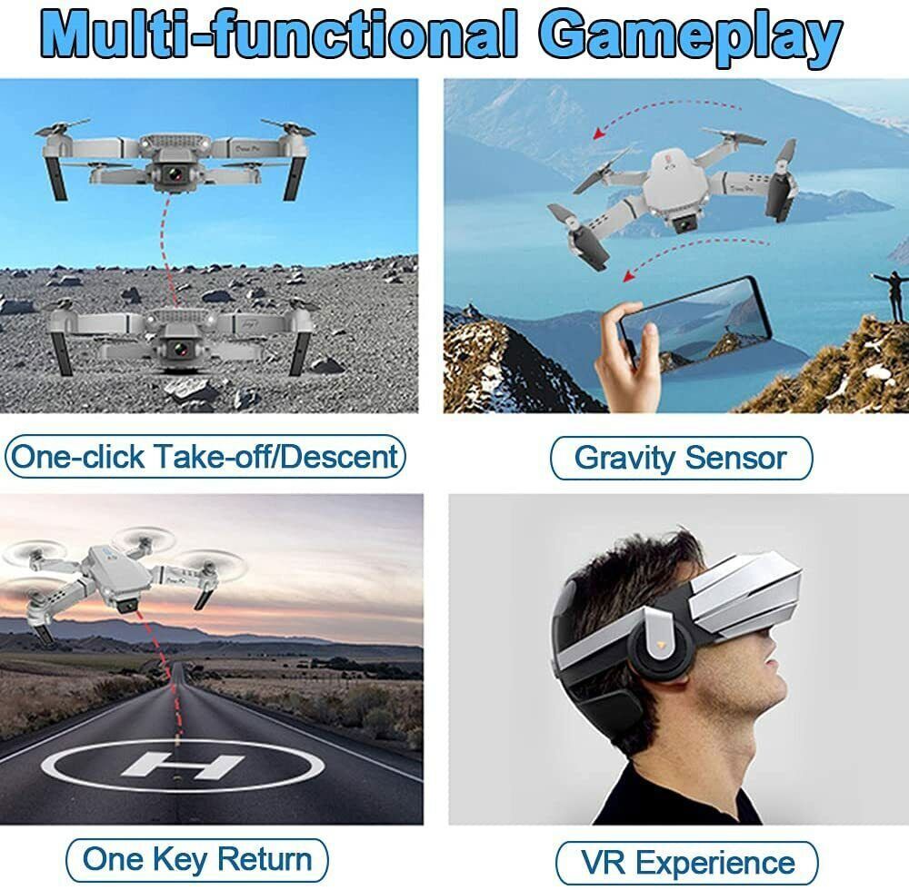 Black Drone with Obstacle Avoidance – 4-Sided Sensors & Dual Batteries