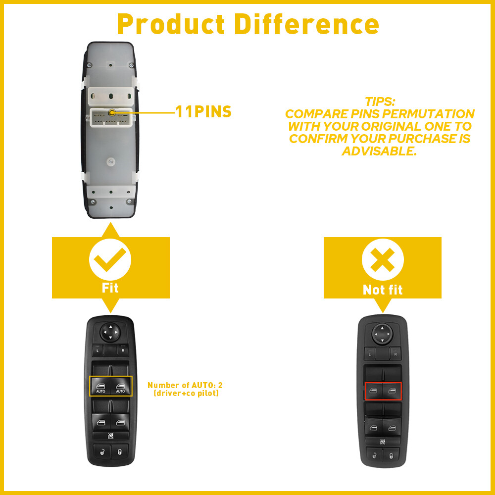 For 2014-2019 Jeep Grand Cherokee Master Power Window Switch Front Driver Side