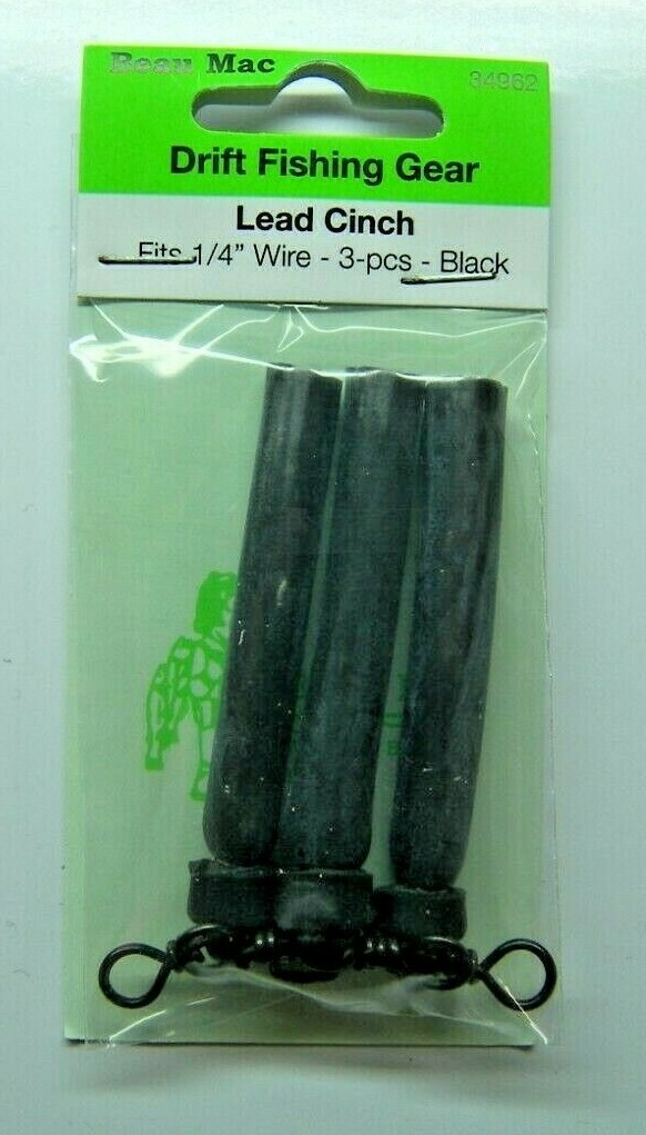 Lead Cinches Beau Mac 1/4" 3 Ct Black Drift Fishing Tackle w/Cross Line Swivel