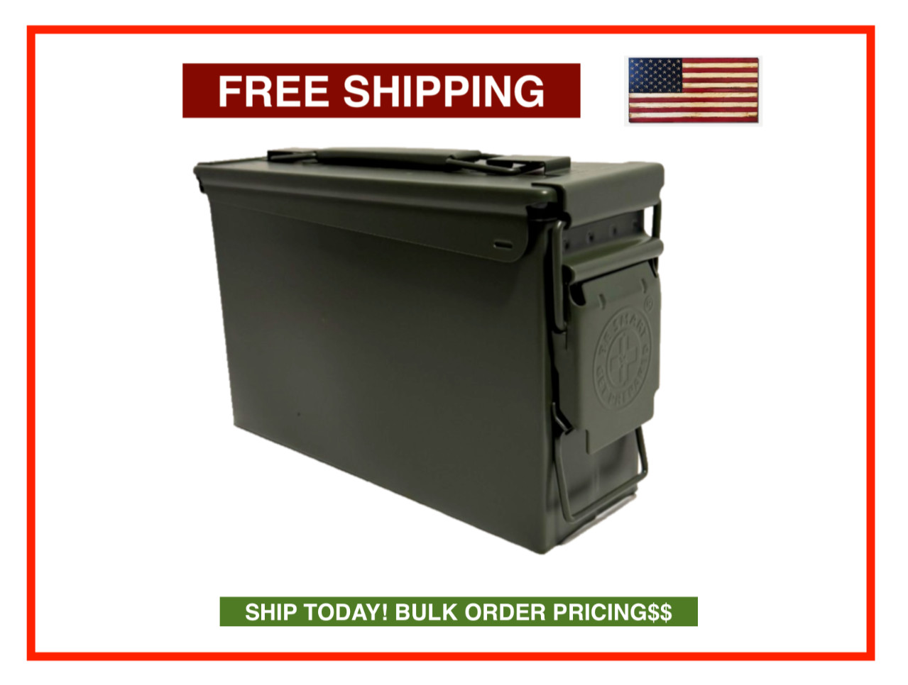 BRAND NEW Green Metal Ammo Can Container Waterproof Storage Box Steel 9"x3"x5.8"