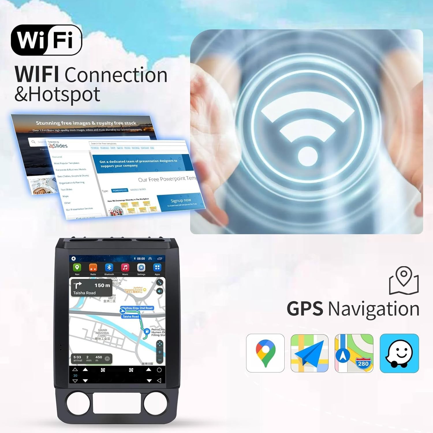 8-Core for Ford F150 2015-2021 Android 13 Car Radio 12.1'' Tesla Style 4+64GB