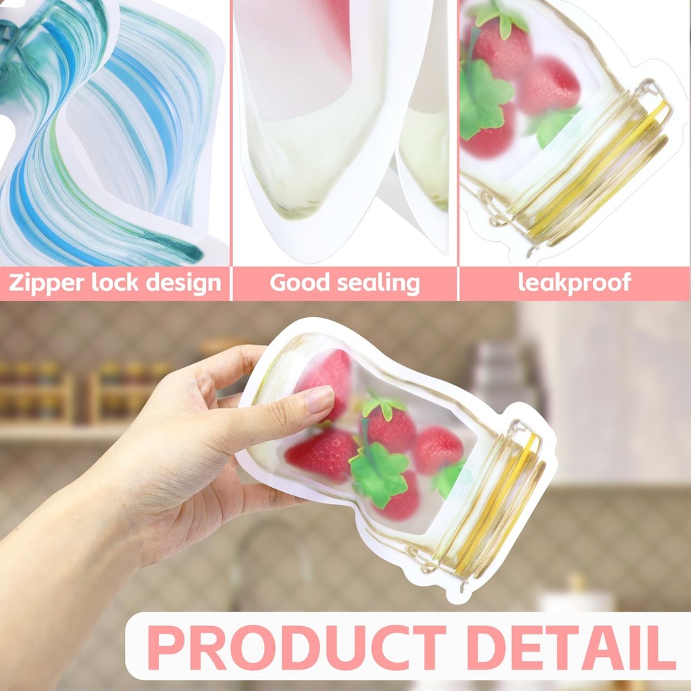 30 PCS Multi-Size Mason Jar Bottle Pattern Zipper Bags,Reusable Small, Multi