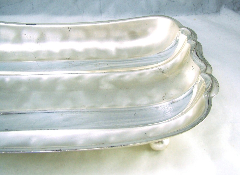 WMF E P Brass IKORA Silverplate Germany Footed Bowl Dish Length 12"